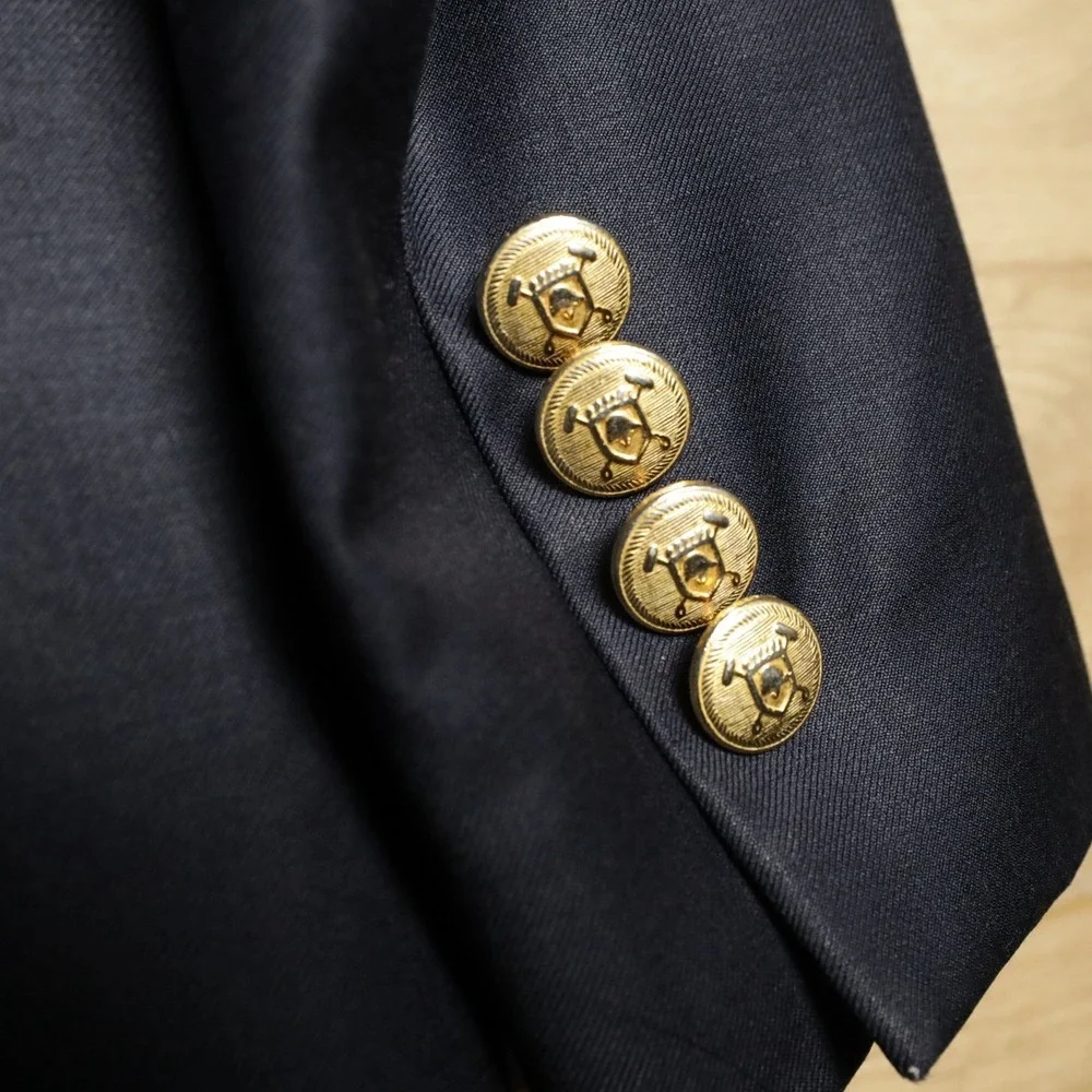Polo University Club Ralph Lauren Blazer Navy Wool Gold Button‎ Single Breasted